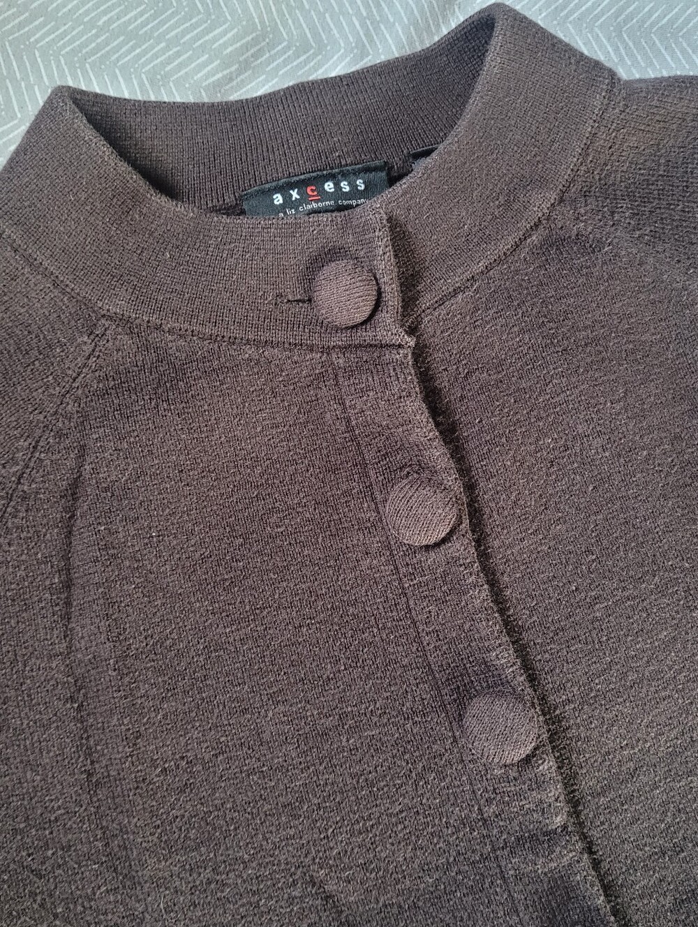 Chocolate Brown Cardigan Axcess Liz Claiborne Covered Buttons Medium